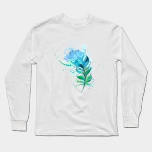 Green Feather ( Watercolor Feather ) Long Sleeve T-Shirt